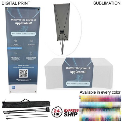 24 Hr Express Ship - Tripod Banner with Graphics + Sublimated Tablerunner